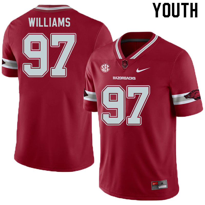Youth #97 Jalen Williams Arkansas Razorbacks College Football Jerseys Sale-Alternate Cardinal